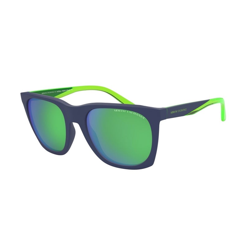 Armani AX4085SF 82853R 56 Unisex Sunglasses - Polarized Green Lens with Blue Square Frame - Luxury Italian Eyewear - UV400 Protection - Image 1